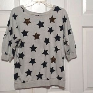 Womens size extra large xl sweatshirt stars black grey gold sparkles Joe boxer